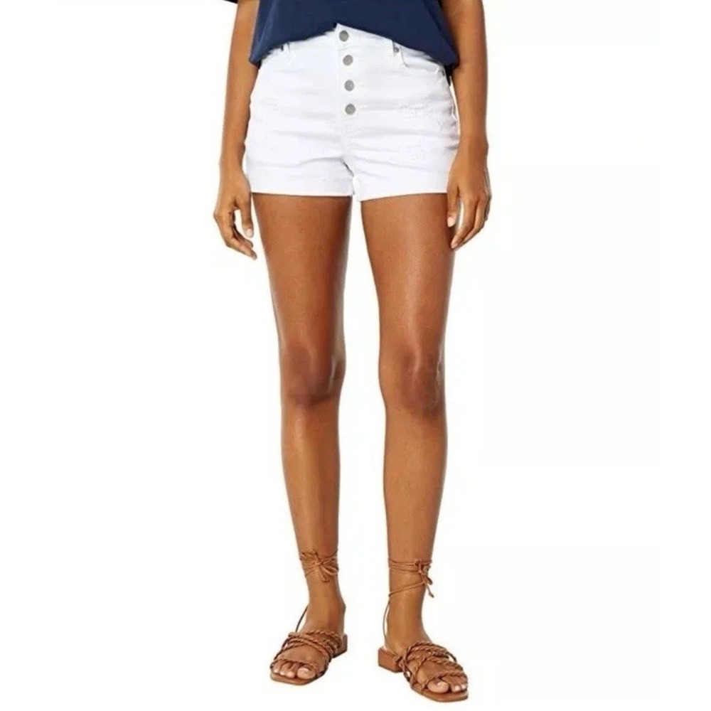 Southern Tide Hayes High Waisted Distressed Denim Shorts Womens 26 White